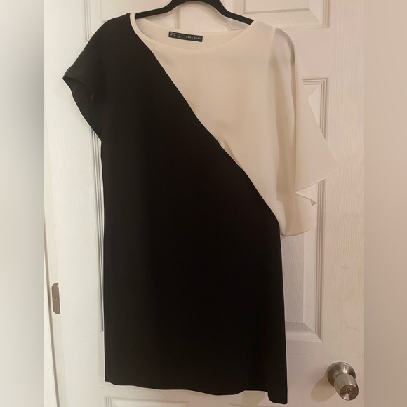 Zara Black Asymmetrical Sheath Dress Cocktail - Picture 6 of 6
